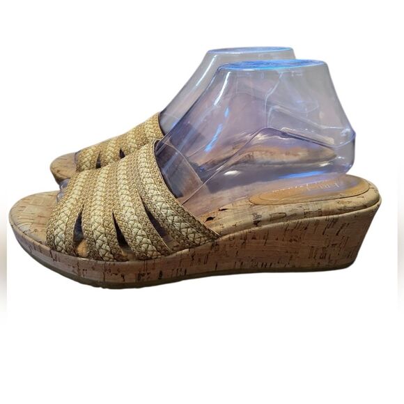 Eric Javits New York Woven Wedge Sandals Neutral Beige, Size 9.5 - Picture 1 of 11